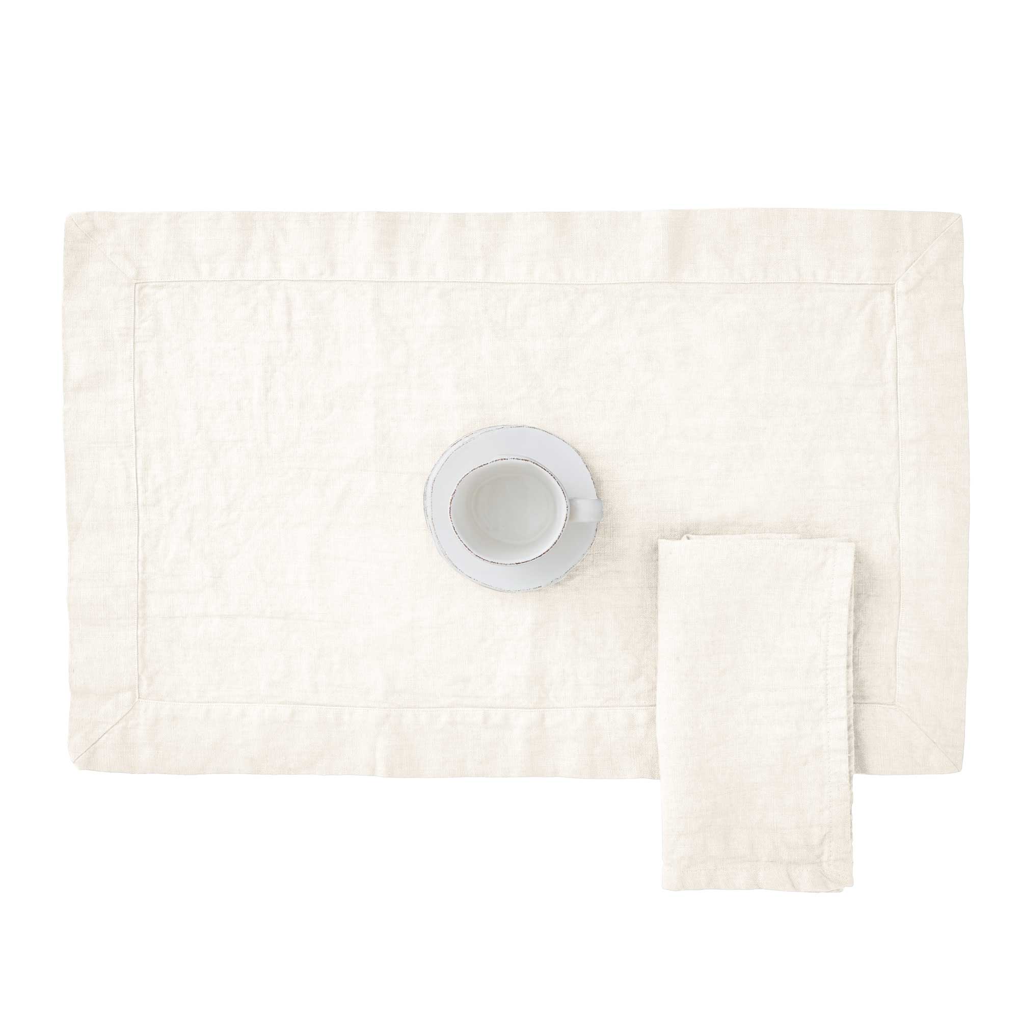 Set PAOLA 2 Americane in lino CM 38X55 - AVORIO