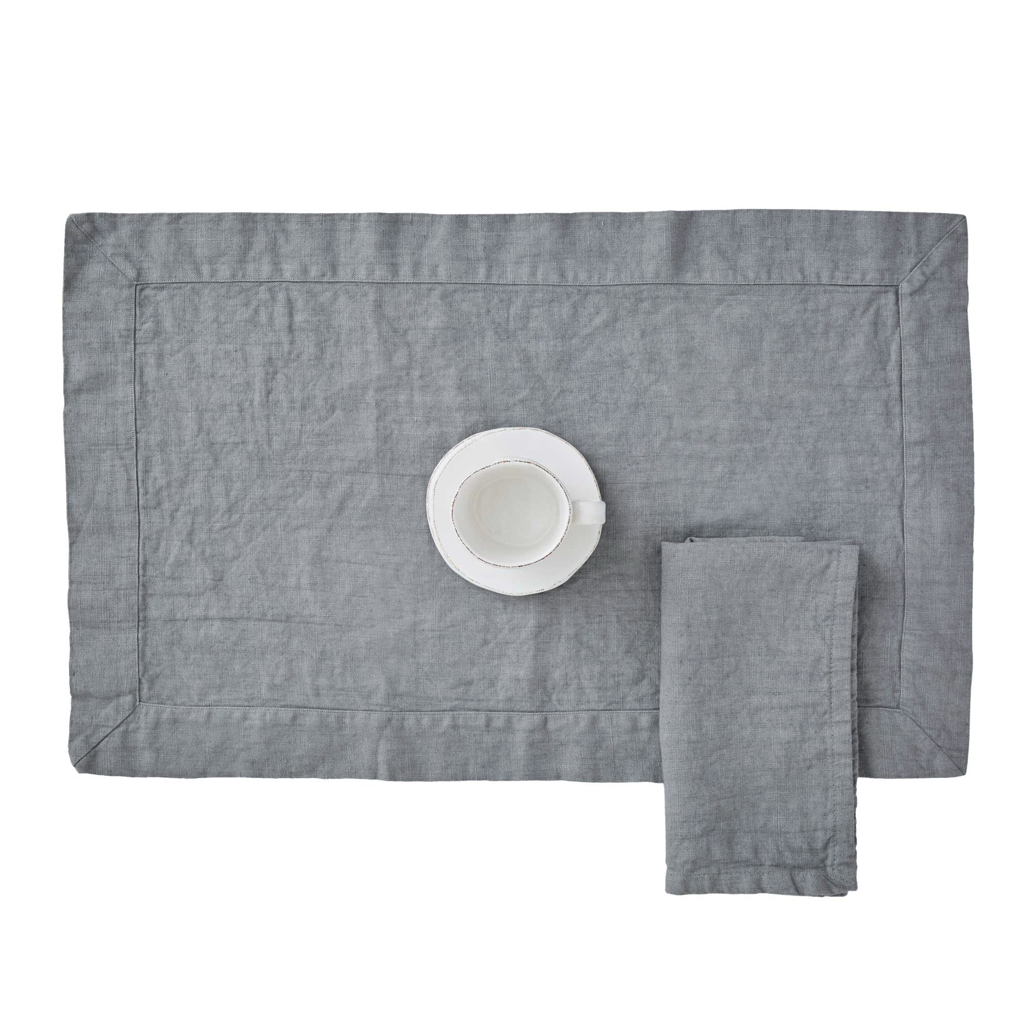 Set PAOLA 2 Americane in lino CM 38X55 - CENERE