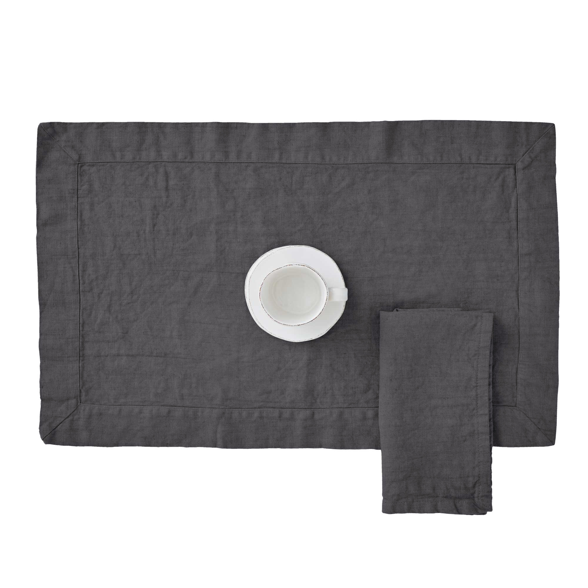 Set PAOLA 2 Americane in lino CM 38X55 - GRISAGLIA