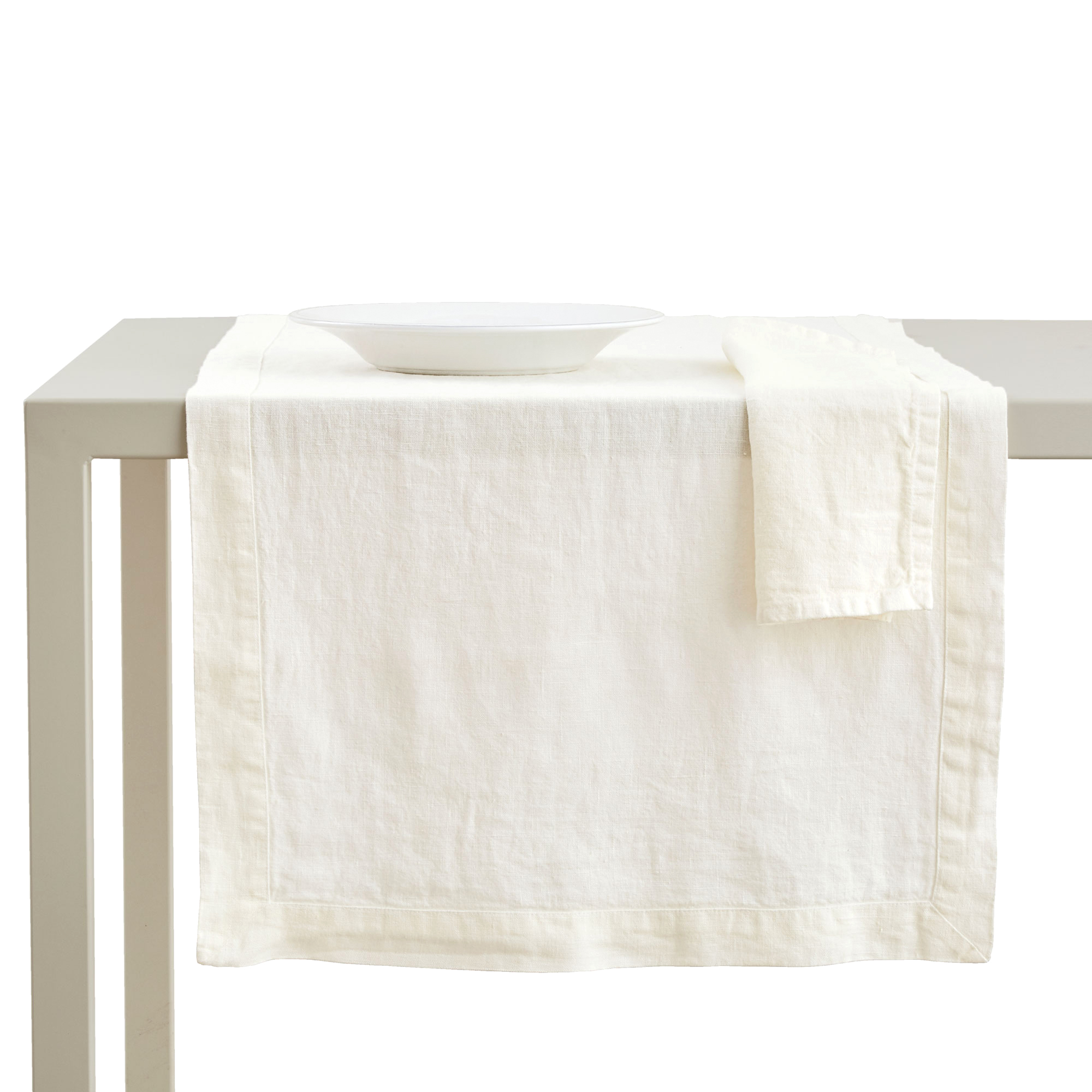 Set PAOLA 1 Runner in lino CM 50X150 - AVORIO