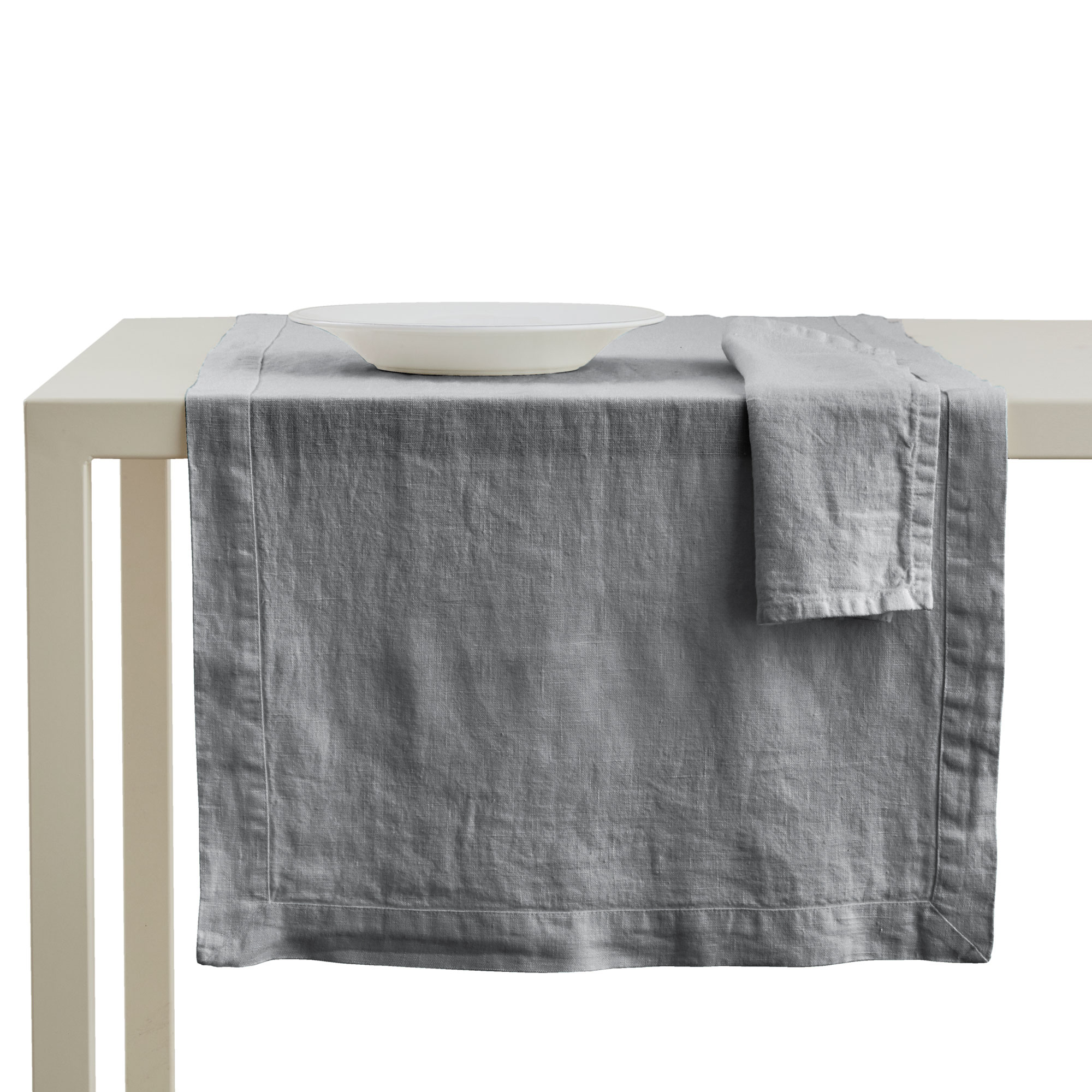 Set PAOLA 1 Runner in lino CM 50X150 - CENERE