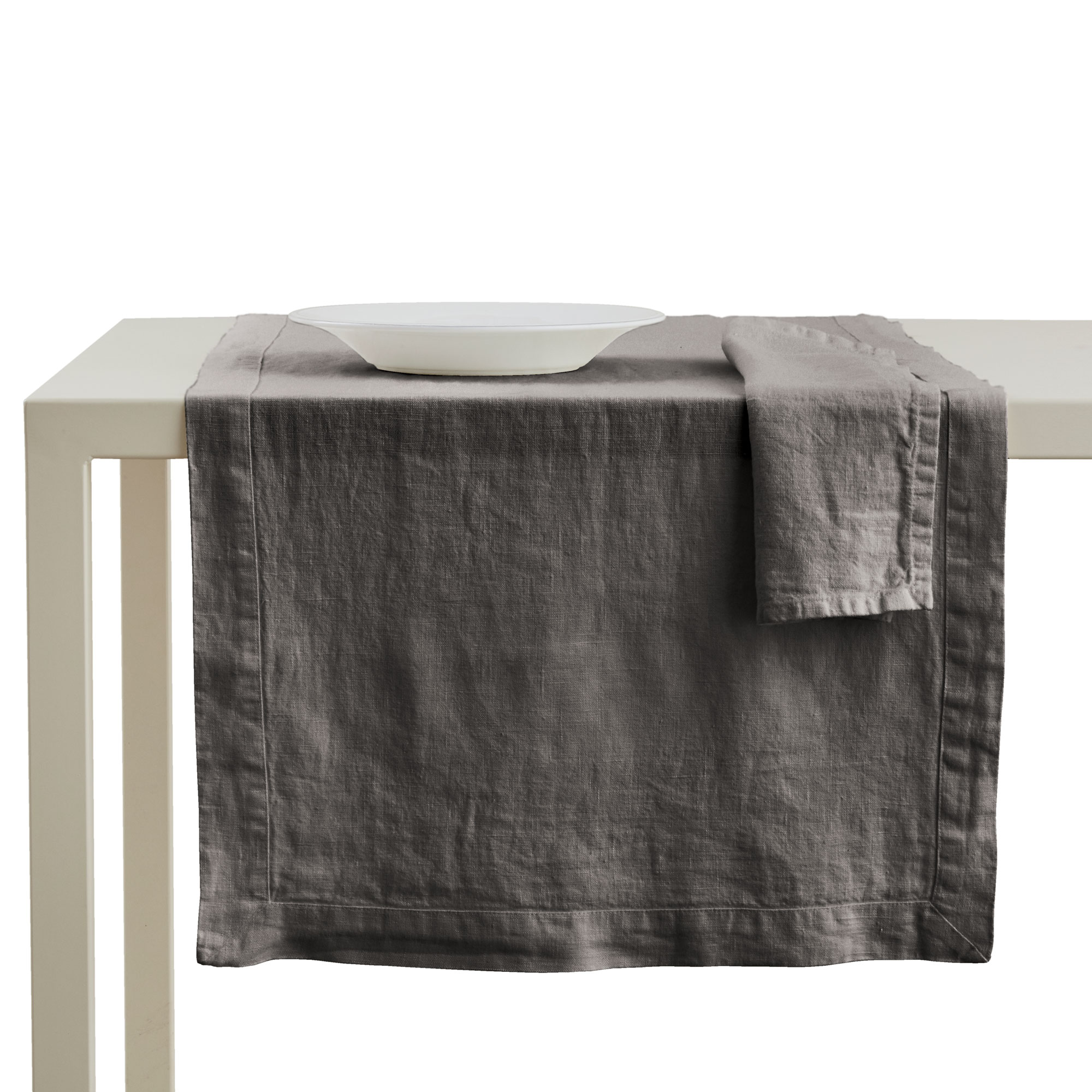Set PAOLA 1 Runner in lino CM 50X150 - GRISAGLIA
