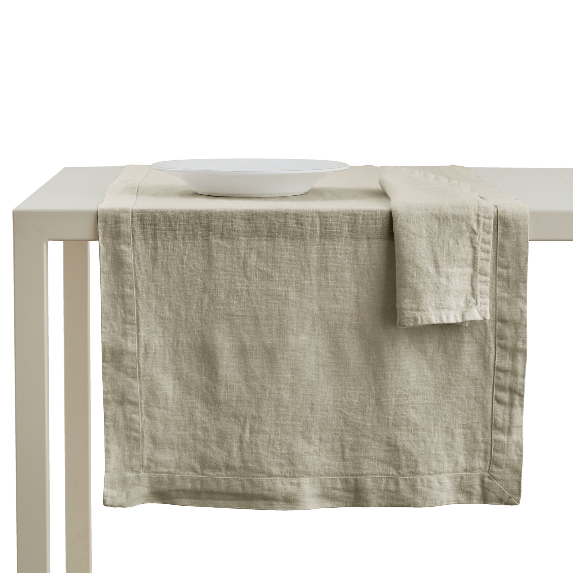 Set PAOLA 1 Runner in lino CM 50X150 - SABBIA